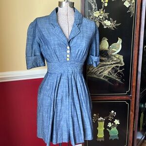 Small eShakti Chambray 1950s swing dress